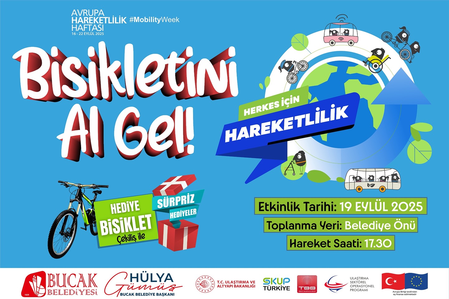 Bucak Belediyesi olarak Avrupa Hareketlilik Haftası kapsamında bisiklet etkinliği düzenliyoruz.